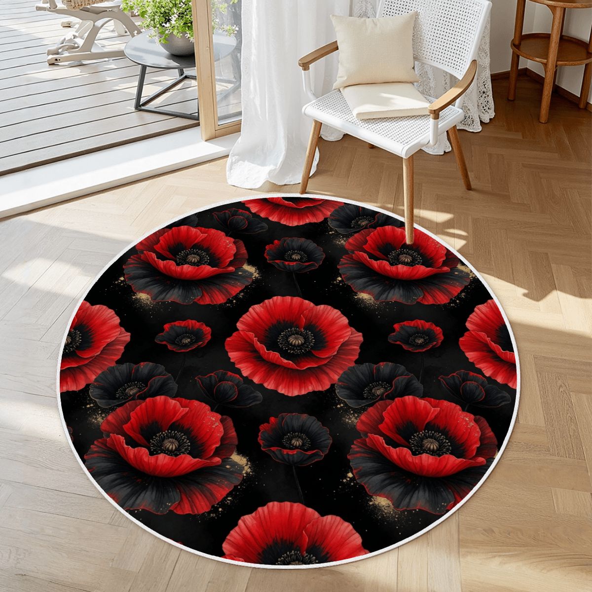 Soft Round Area Rug with White Border 17makinoiraop