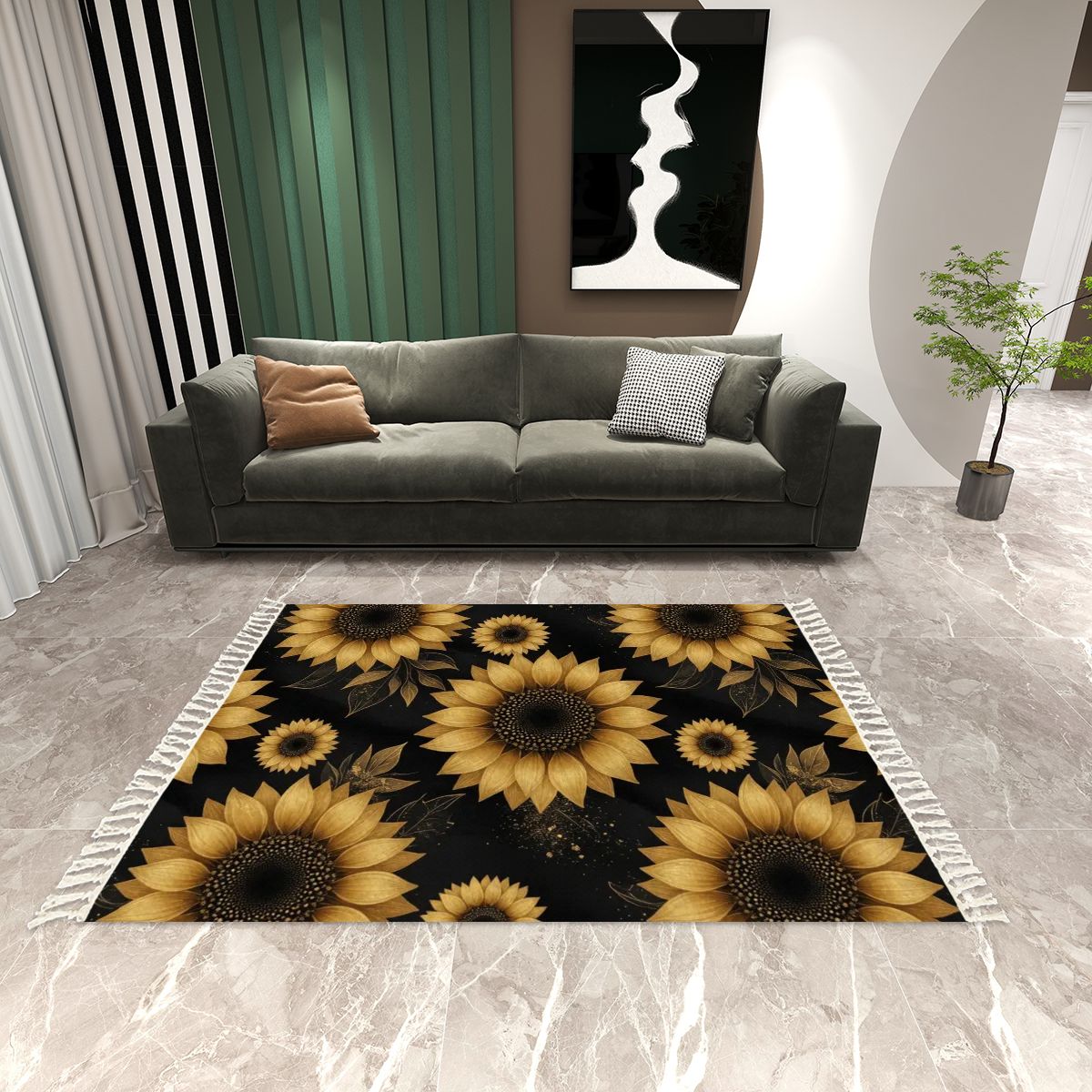 Sloneczniki Gold — Rug with tassels