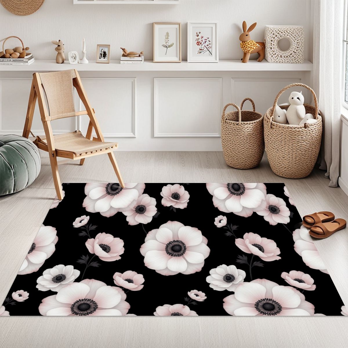 Area Rug without Tassels (3:5) 21anemonynoiraop