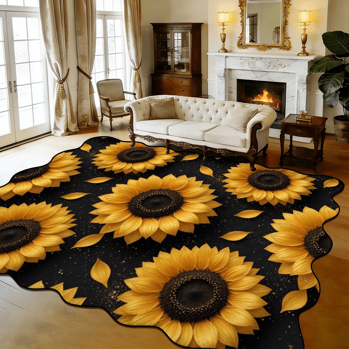 Sloneczniki — Scalloped rug