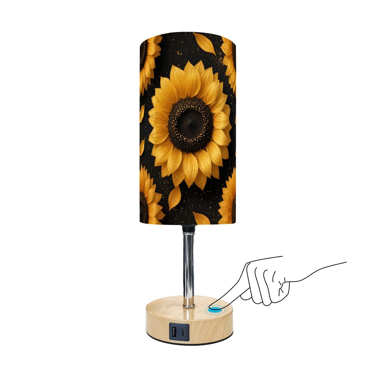 Touch Bedside Table Lamp with USB 47slonecznikiv2aop