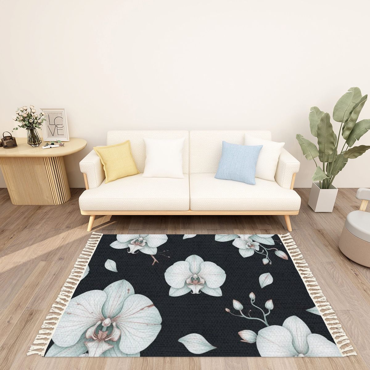 Orchidee Noc — Rug with tassels