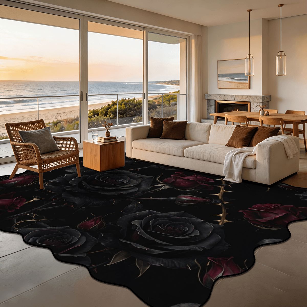 Noir Rose — Scalloped rug