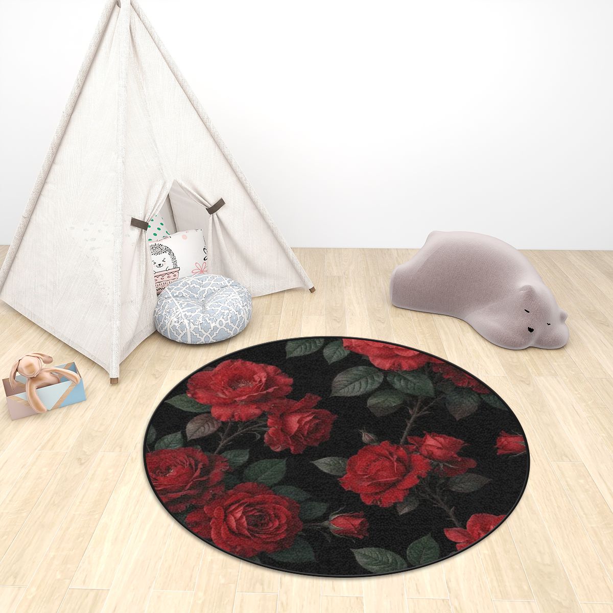 Multiple Sizes Plush Round Area Rug 12rozeczerwoneaop