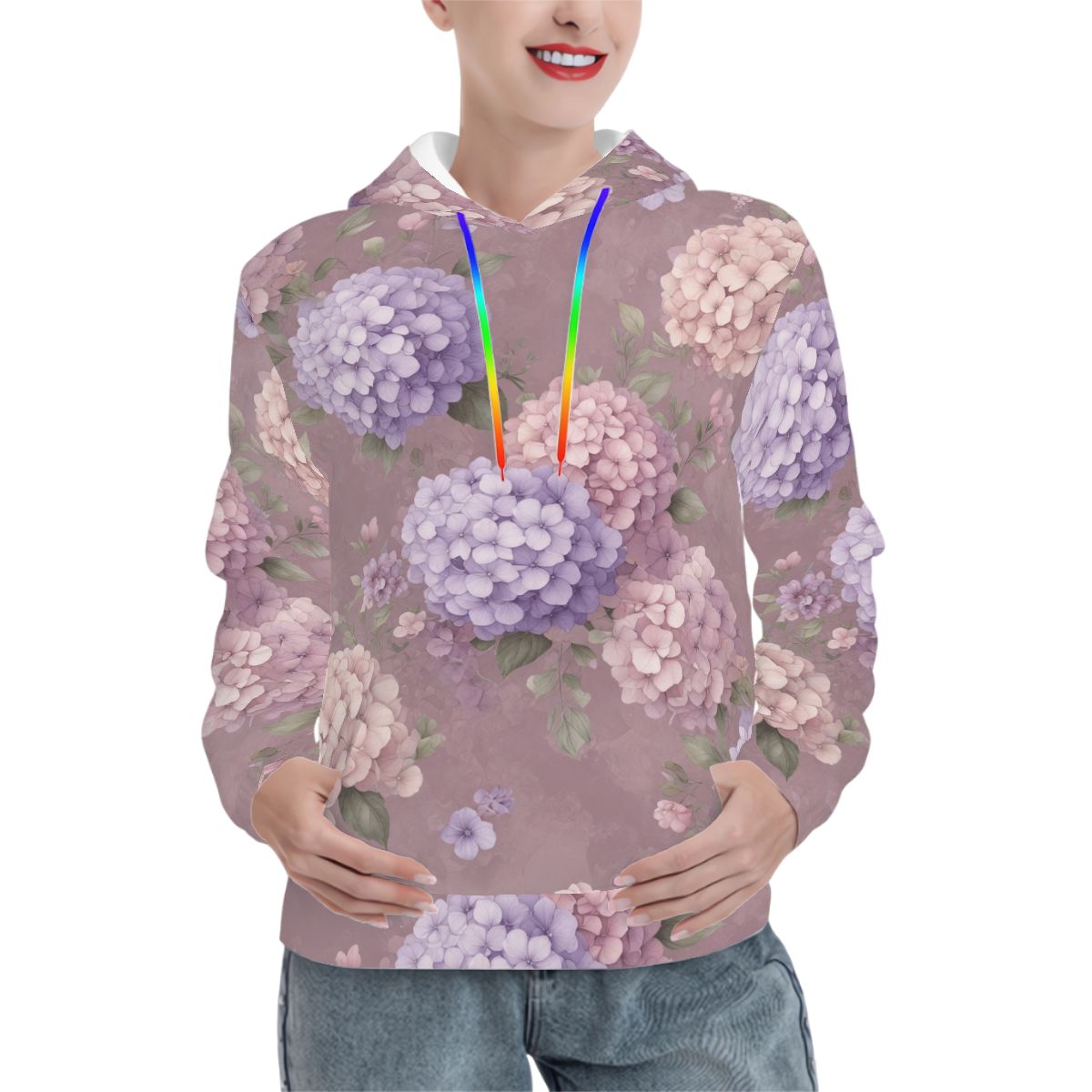 Hoodies for Women Customized Services 08hortensjelawendaaop
