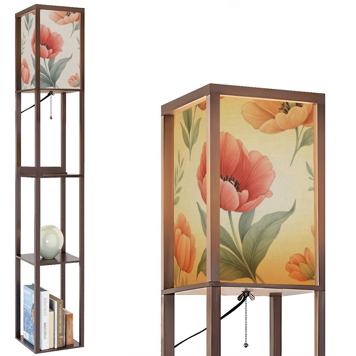Floor Lamp with Shelves 14tulipanypeachaop