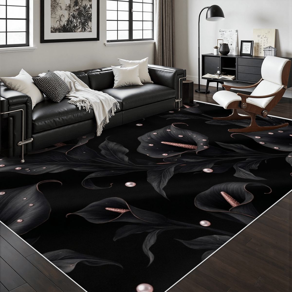 Kalie Noir — Rug with border