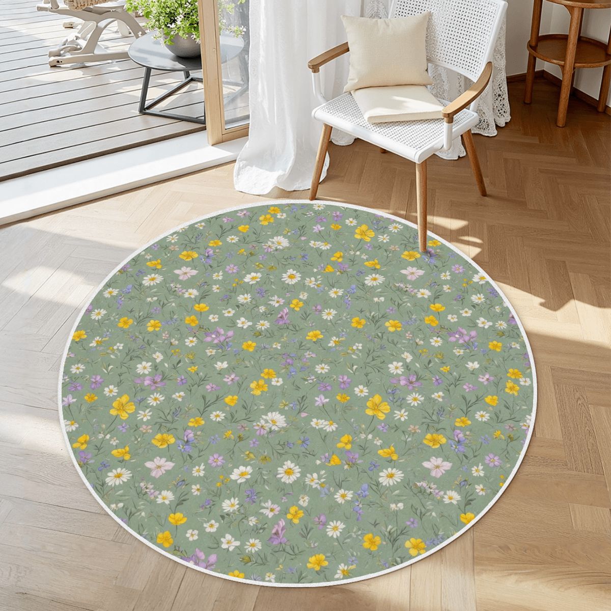 Soft Round Area Rug with White Border 24lackaszalwiaaop