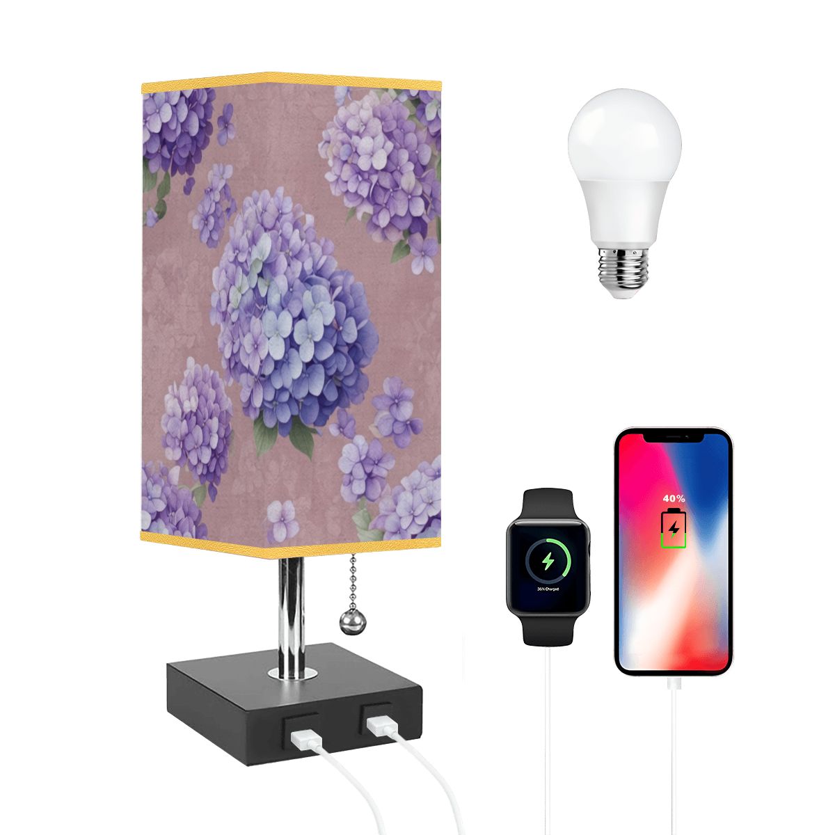 Square Table Lamp with USB Port Gold Trim 33hortensjedenseaop