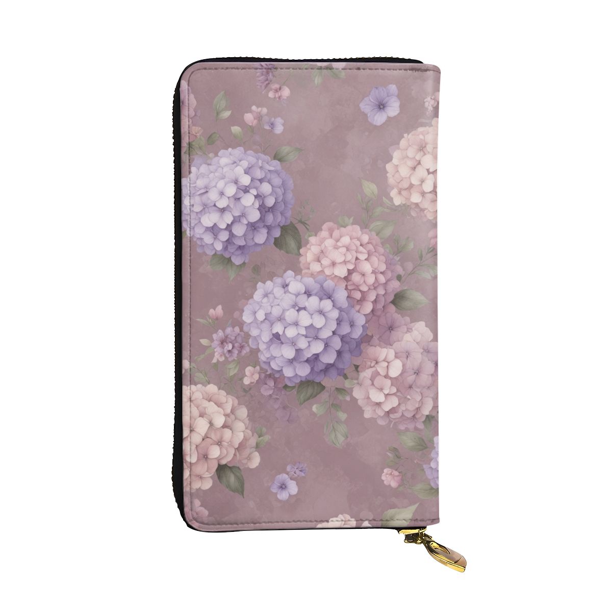 Vertical Leather Long Clutch Wallet 08hortensjelawendaaop