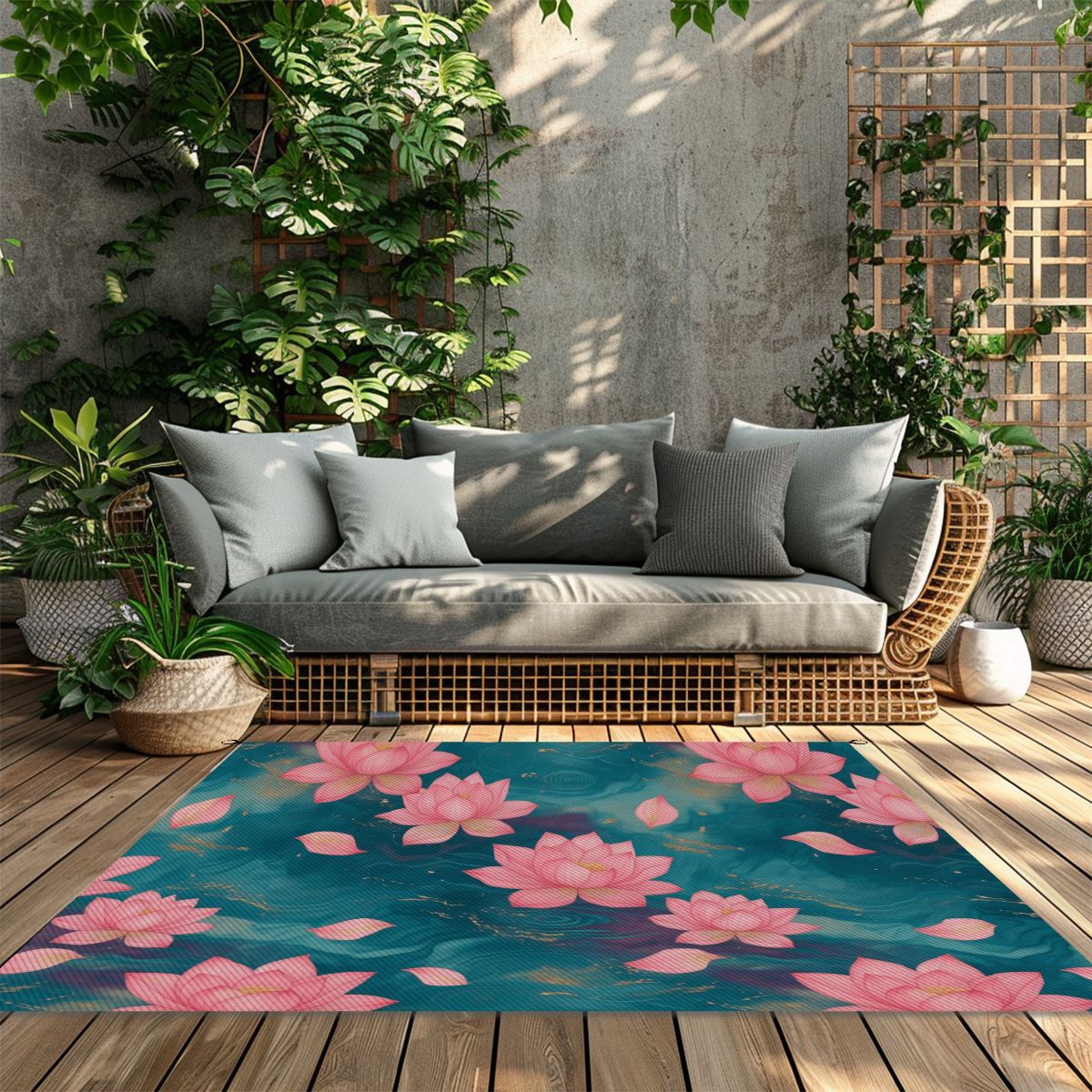 Outdoor Plastic Straw Rug 15lotosytealaop