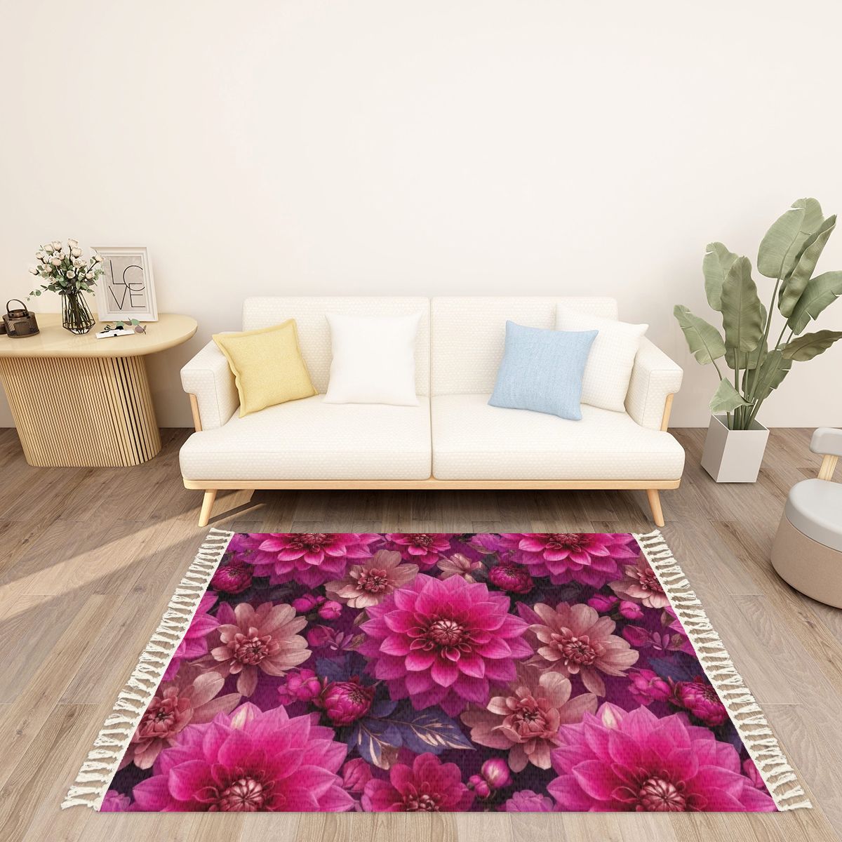 Dalie Fuksja — Rug with tassels