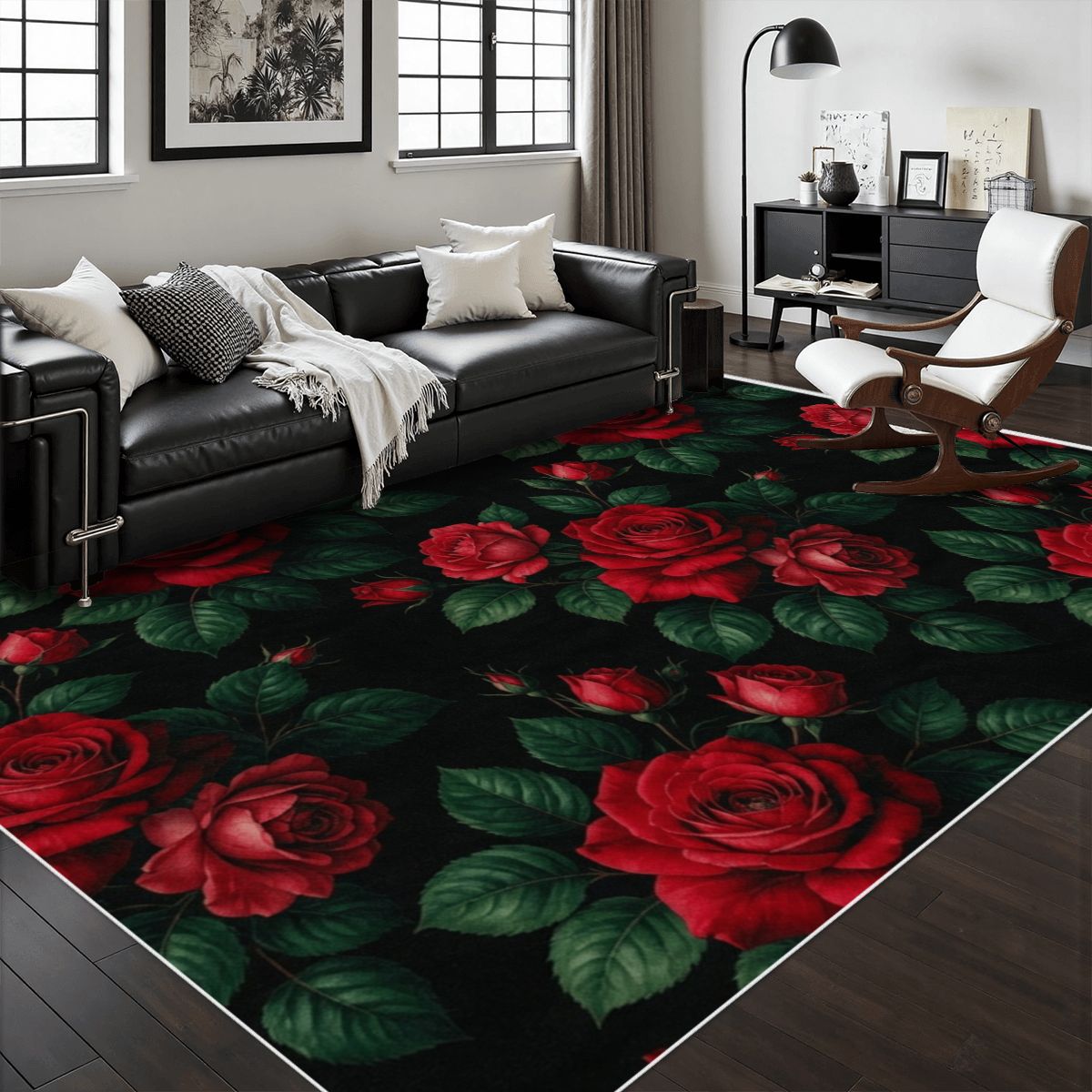Area Rug with White Border 37rozeczerwonev2aop