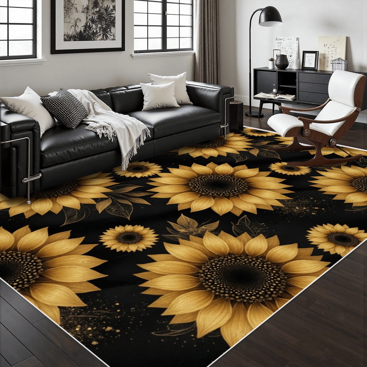 Area Rug with White Border 48"x72" 22slonecznikigoldaop