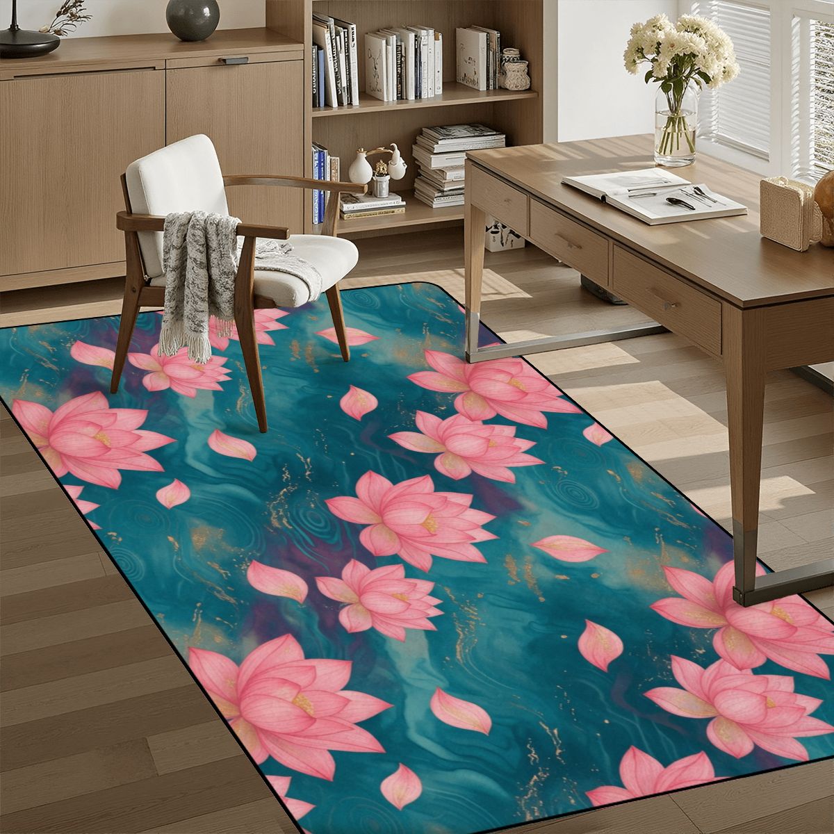 Lotosy Teal — Runner rug