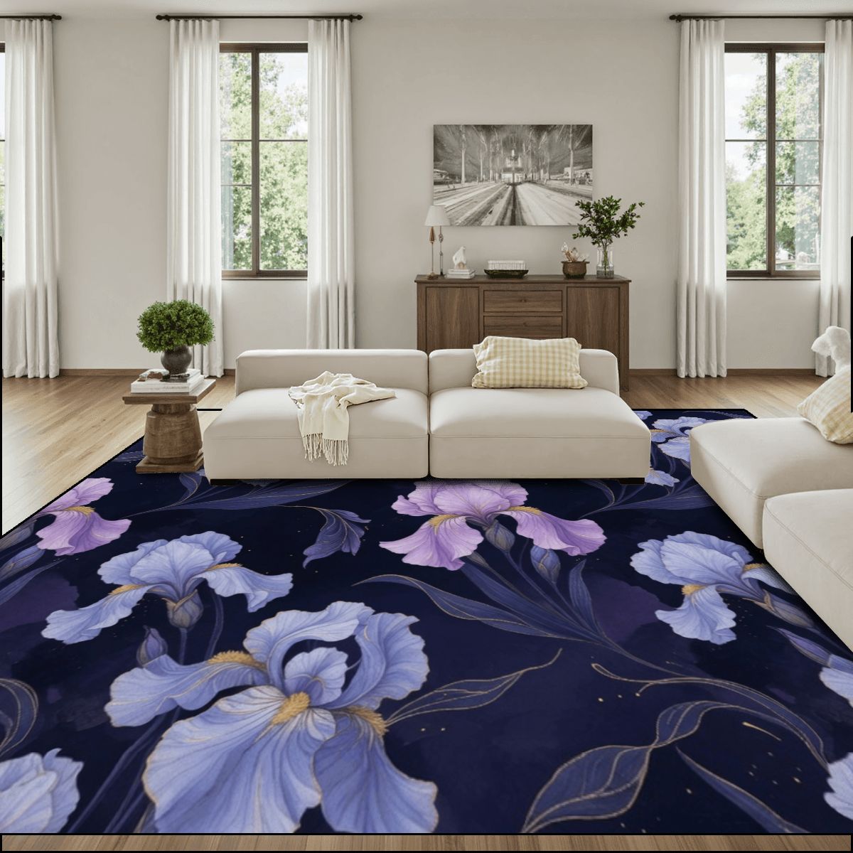 Large Area Rug Floor Carpet (4:3) 13irysyindigoaop