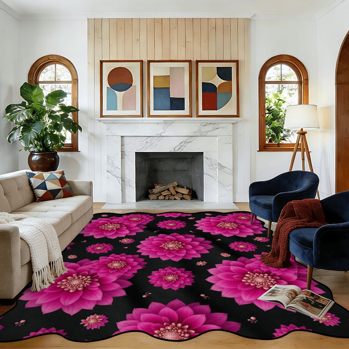 Scalloped Area Rug 120"x96" 31daliefuksjav2aop