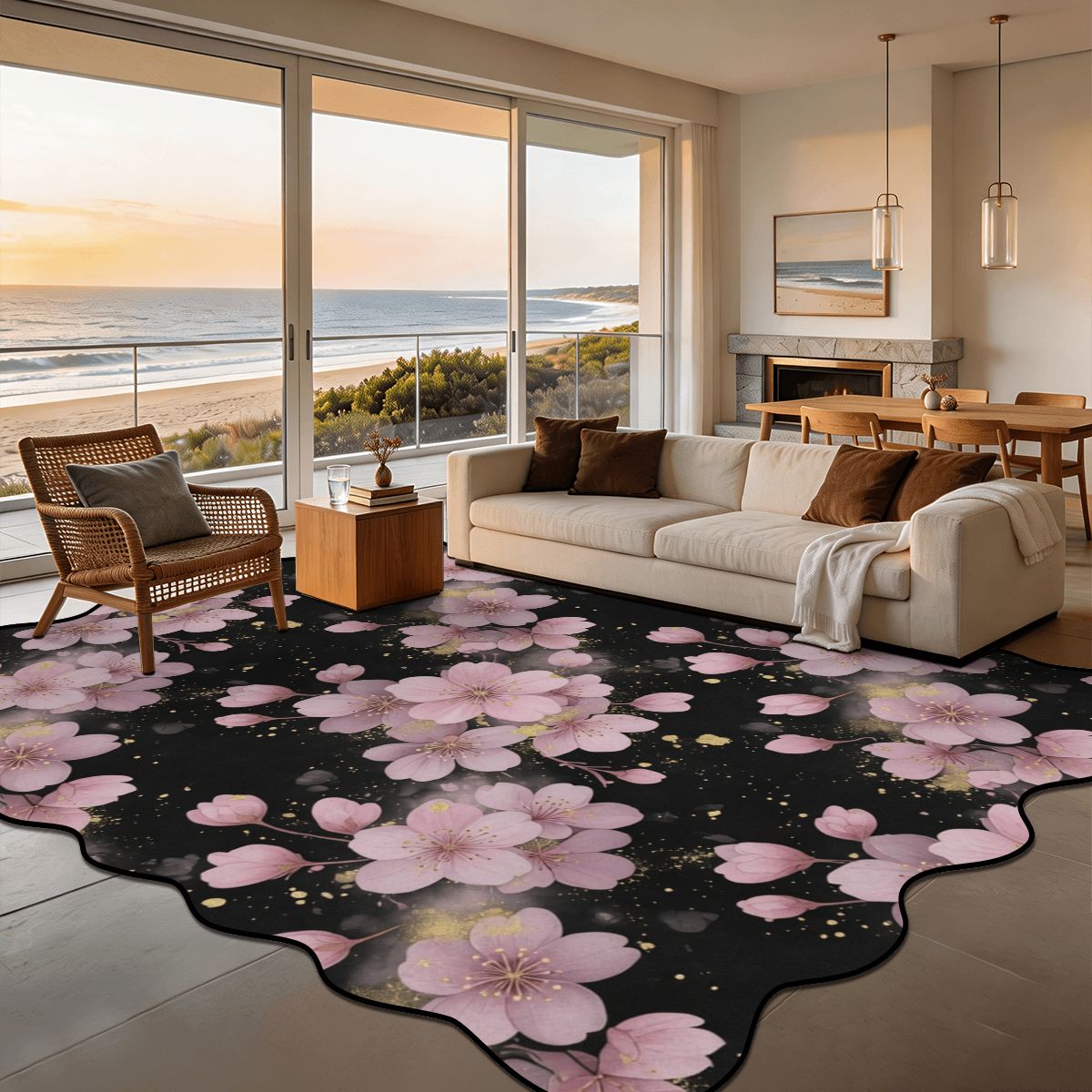 Scalloped Area Rug 144"x108" 32sakuragestaaop