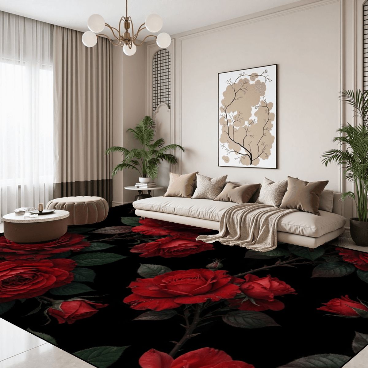 Large Area Rug Floor Carpet (7:5) 12rozeczerwoneaop