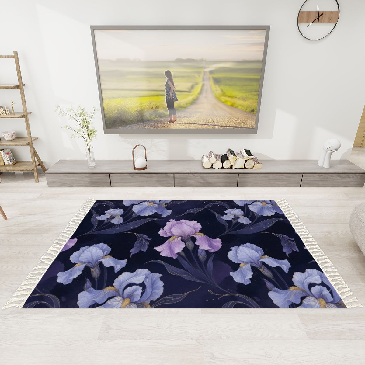 Irysy Indigo — Rug with tassels