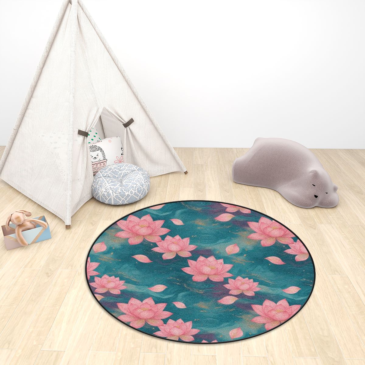 Lotosy Teal — Round rug