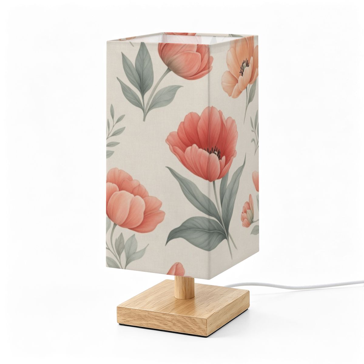 Tulipany Peach — Lampa stołowa kwadratowa