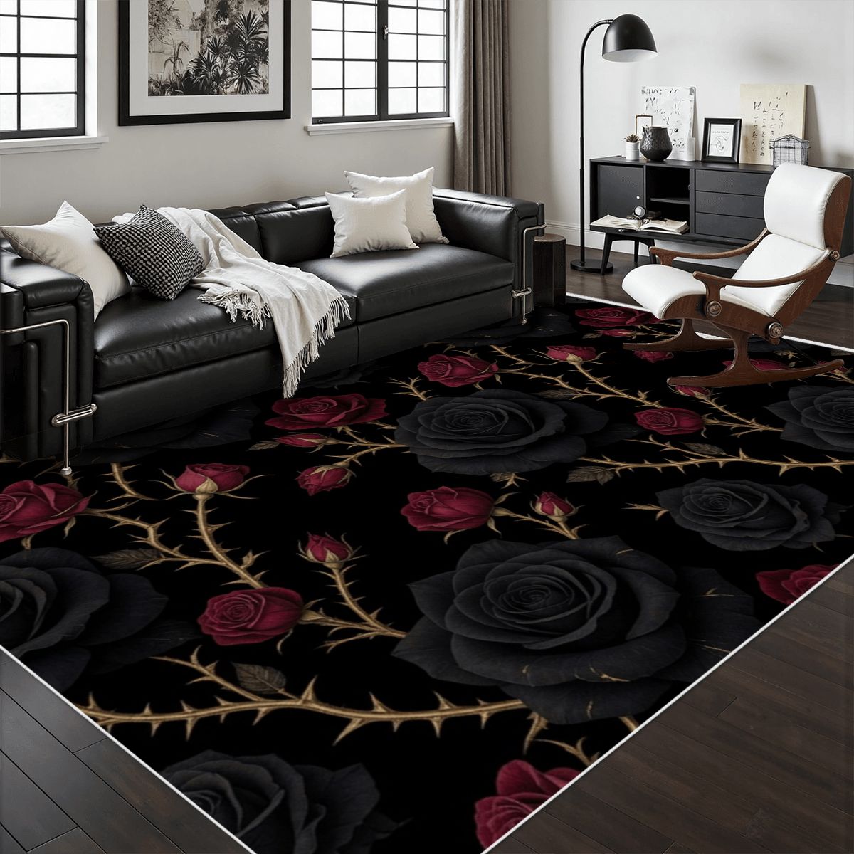 Noir Rose — Teppich mit Bordüre