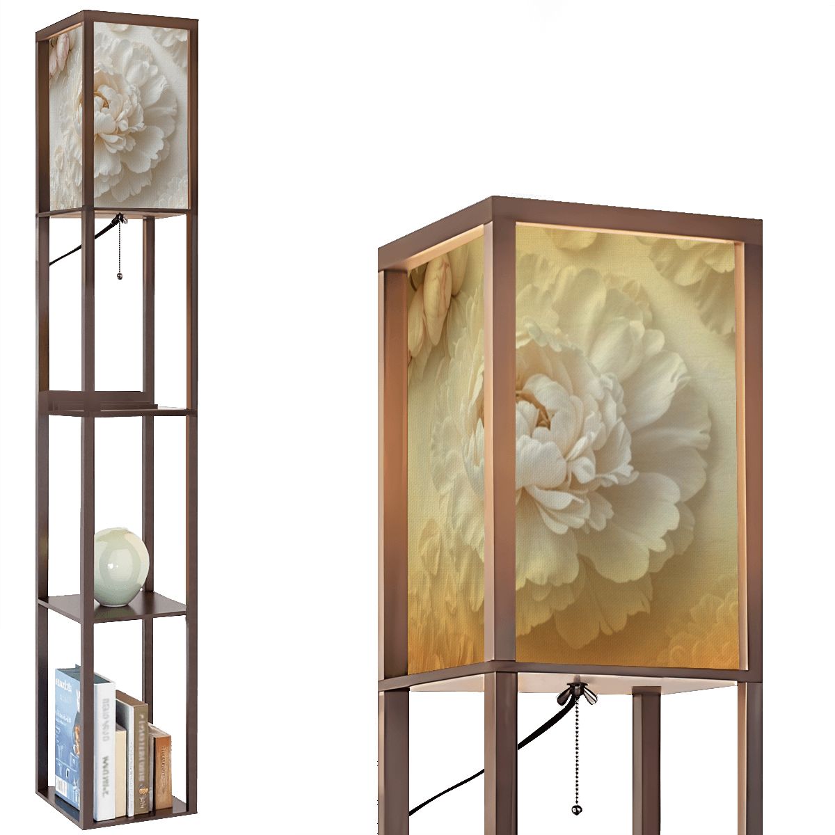 Floor Lamp with Shelves (Made in USA) 36peoniebialav2aop