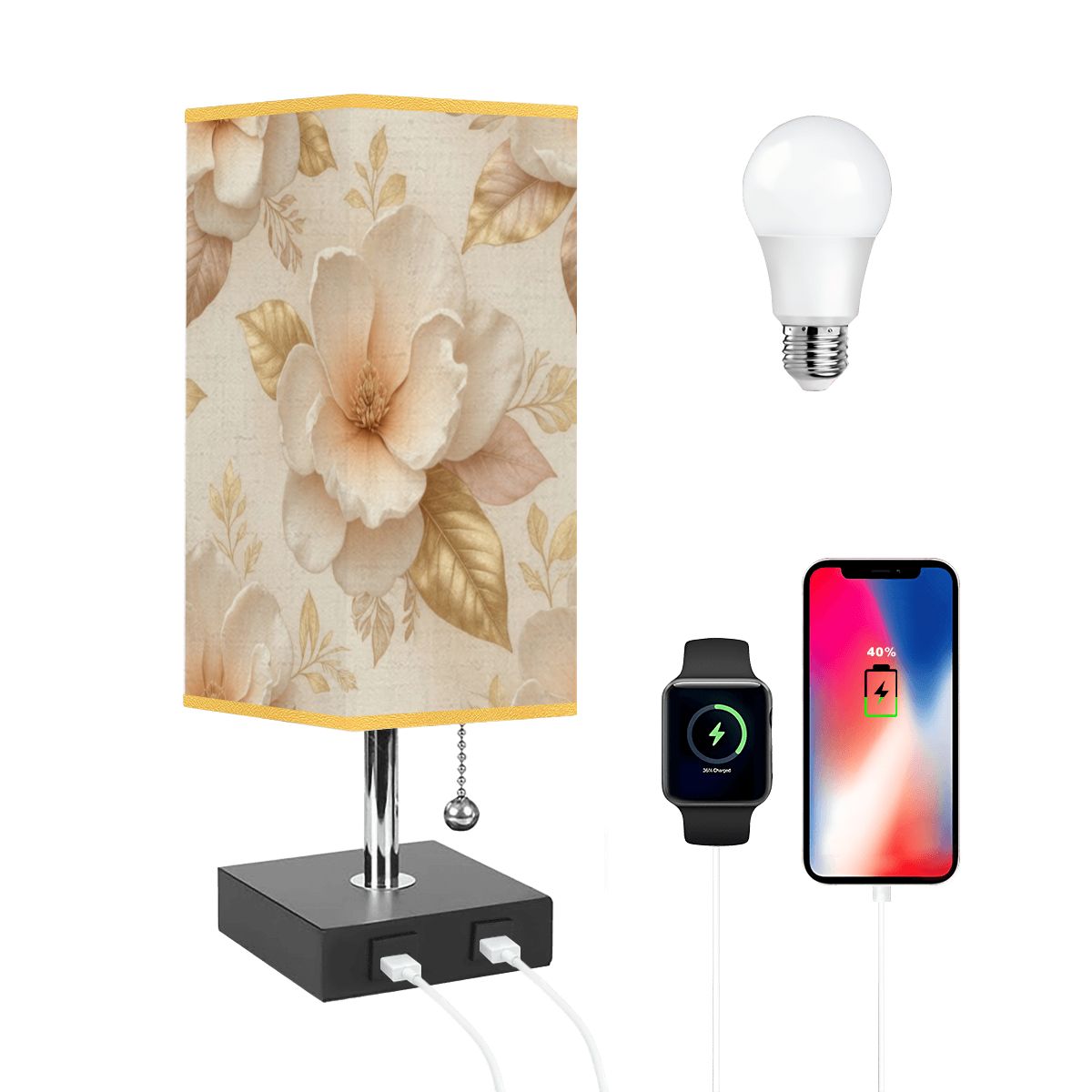 Magnolie Champagne — Lampa stołowa kwadratowa