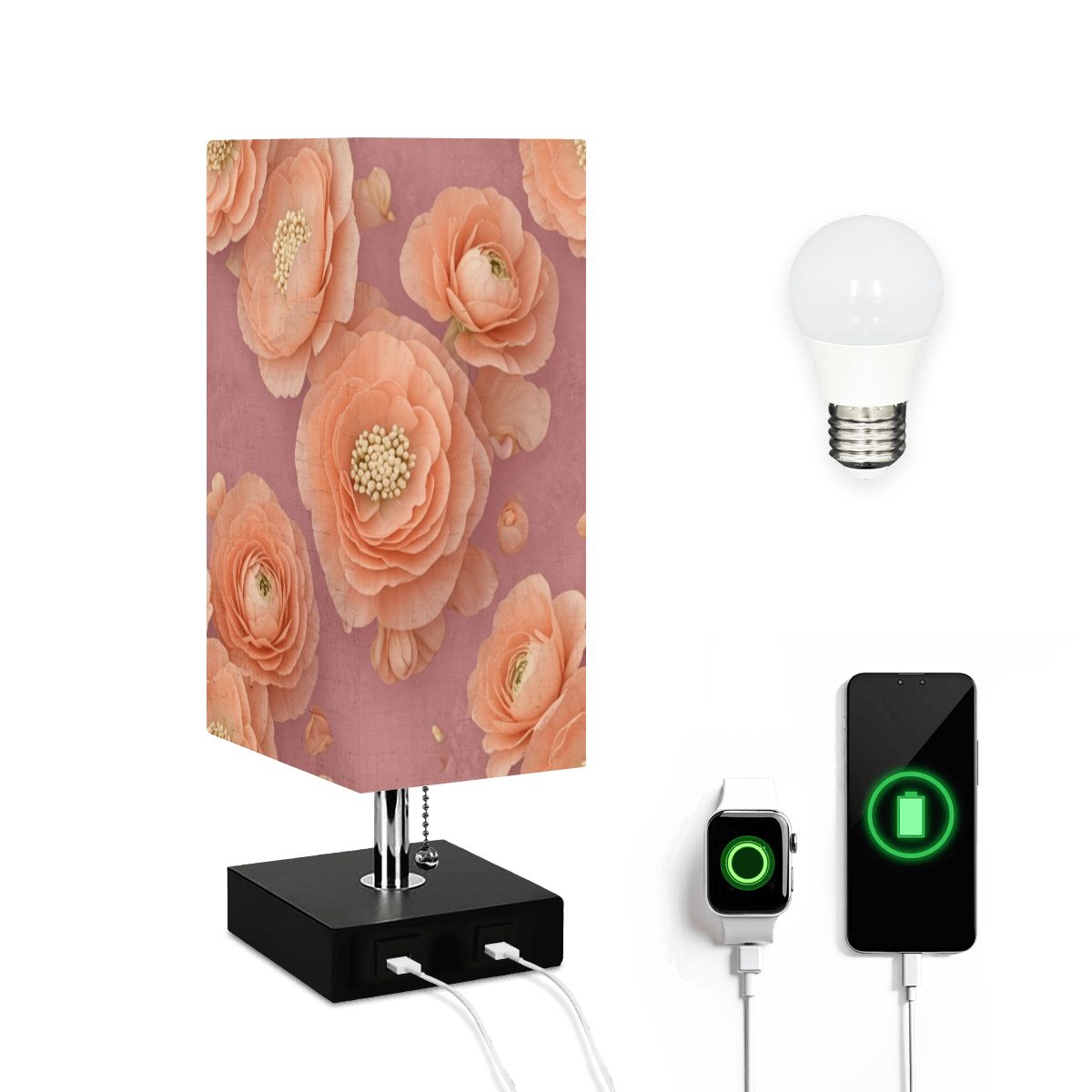 Jaskry Brzoskwinia — Lampa stołowa kwadratowa