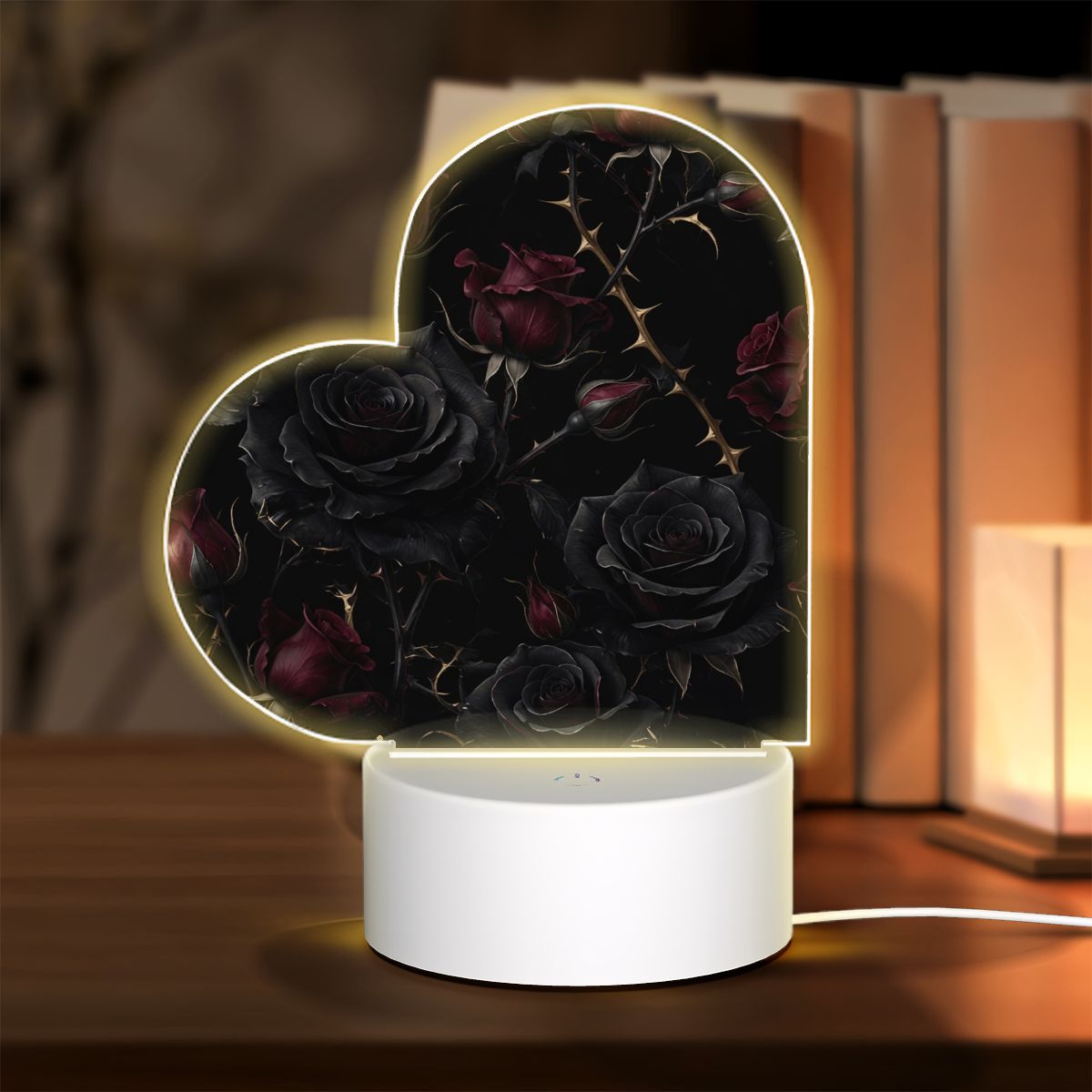 Heart Acrylic Night Light 09noirroseaopbezfald