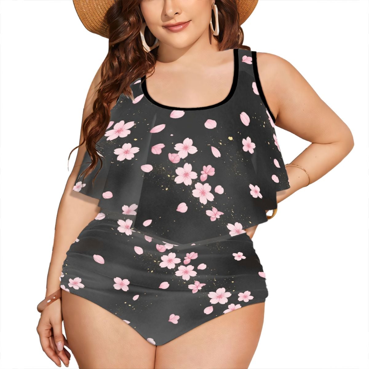 Plus Size Ruffle Two Piece Swimsuit Customized Services 06sakuradustaop