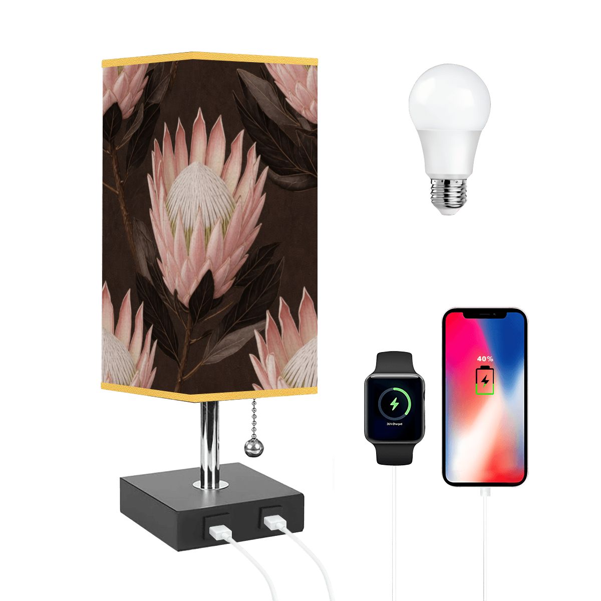 Square Table Lamp with USB Port Gold Trim 45proteav2aop
