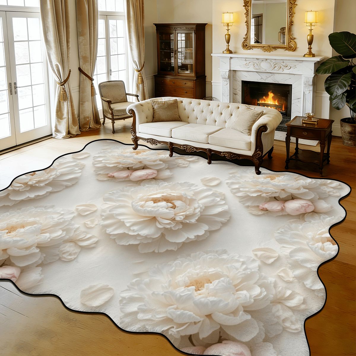 Scalloped Area Rug 168"x118" 36peoniebialav2aop