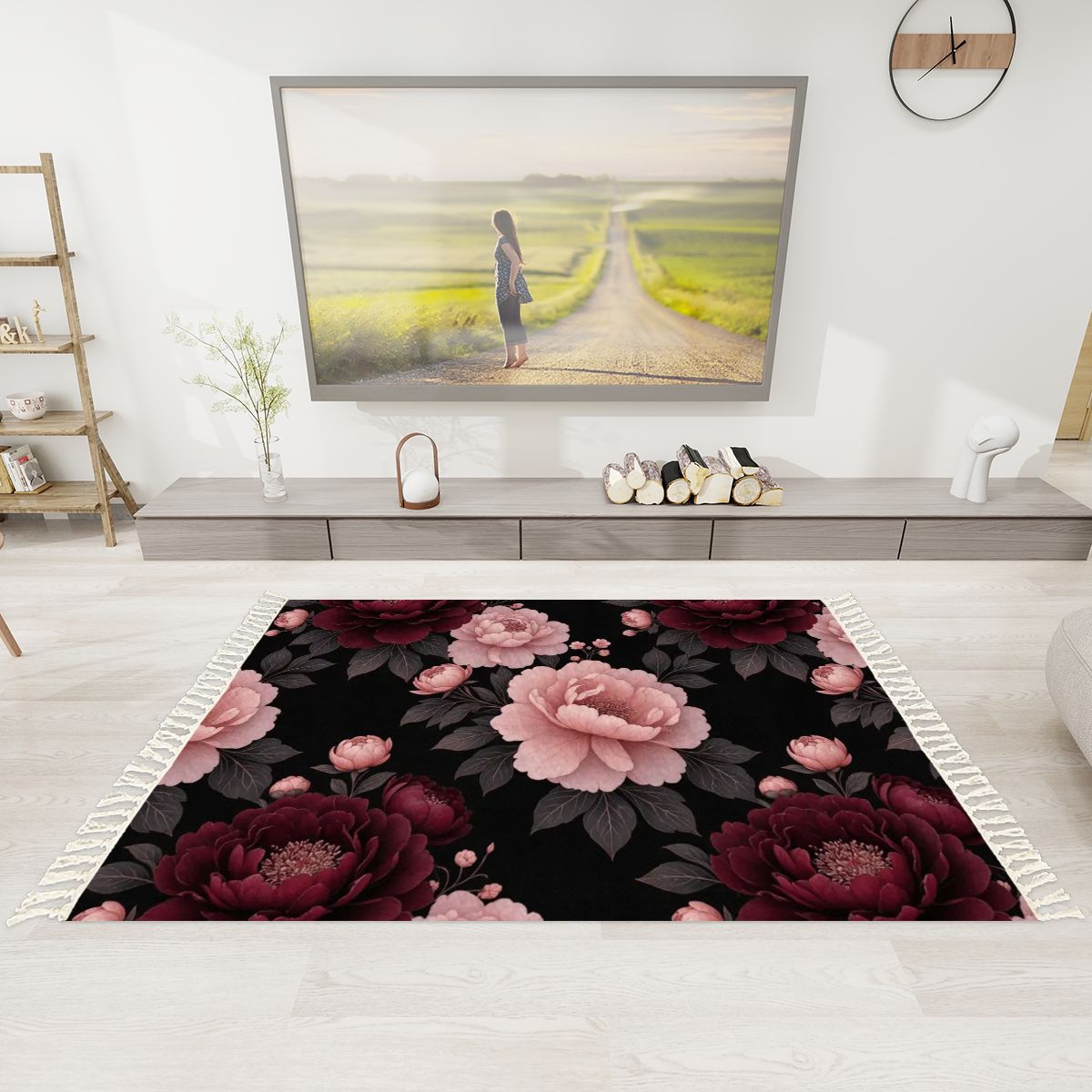 Area Rug with Tassels (5:3) 01peoniegardenaop