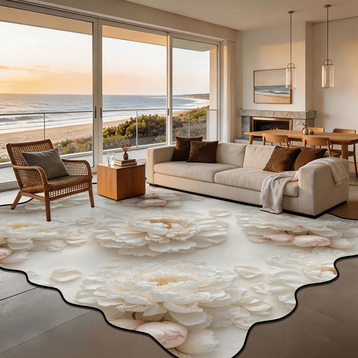 Scalloped Area Rug 144"x108" 36peoniebialav2aop