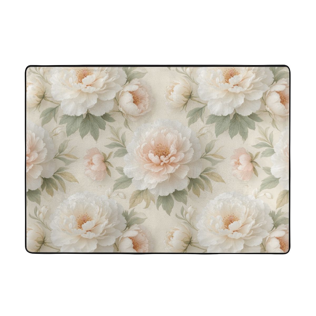 Large Flannel Non Slip Area Rug (4:3) 11peoniebialaaop