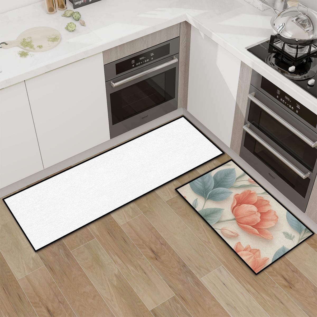 Kitchen Area Rug Set for Floor NonSlip Washable 39tulipanyv2aop