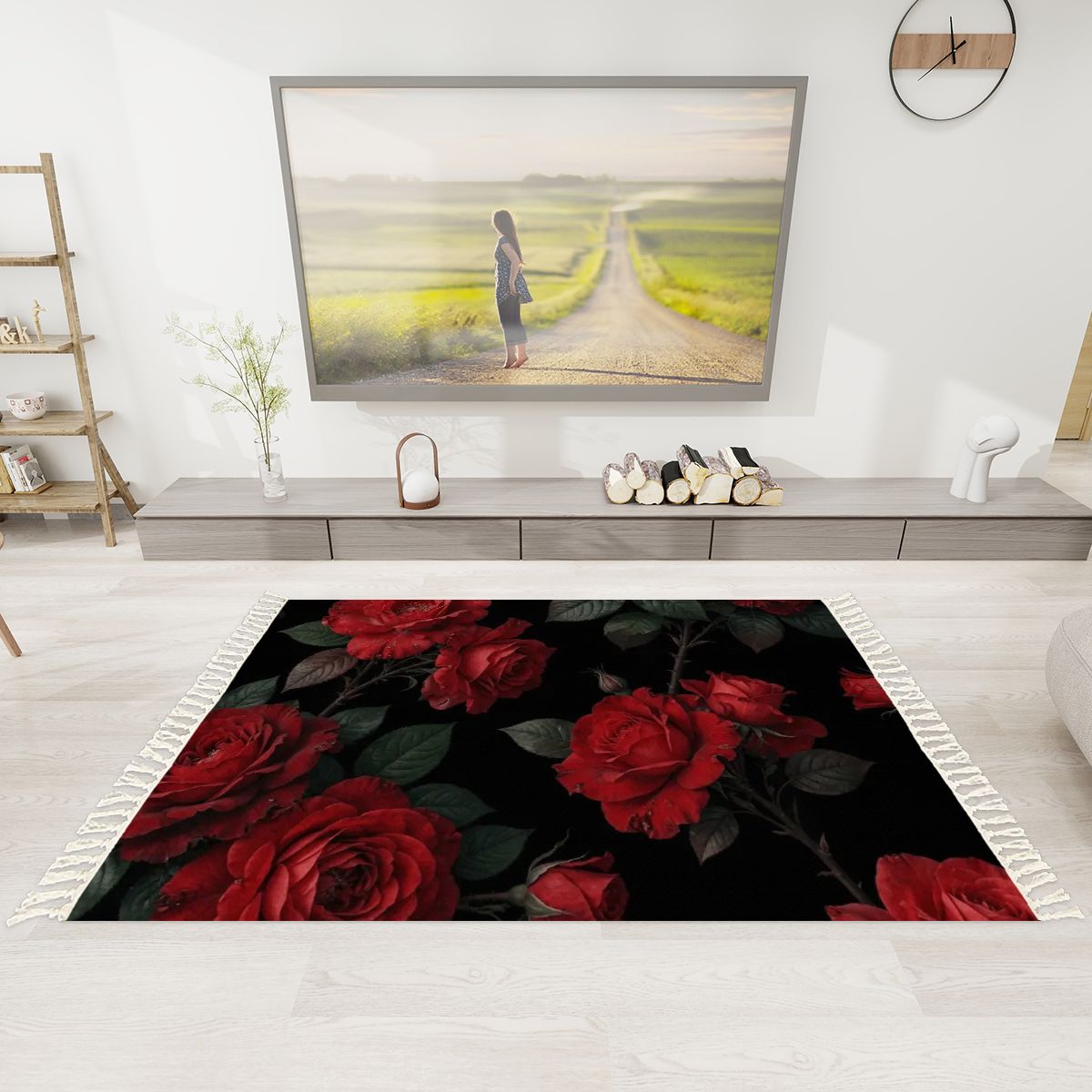 Roze Czerwone — Rug with tassels