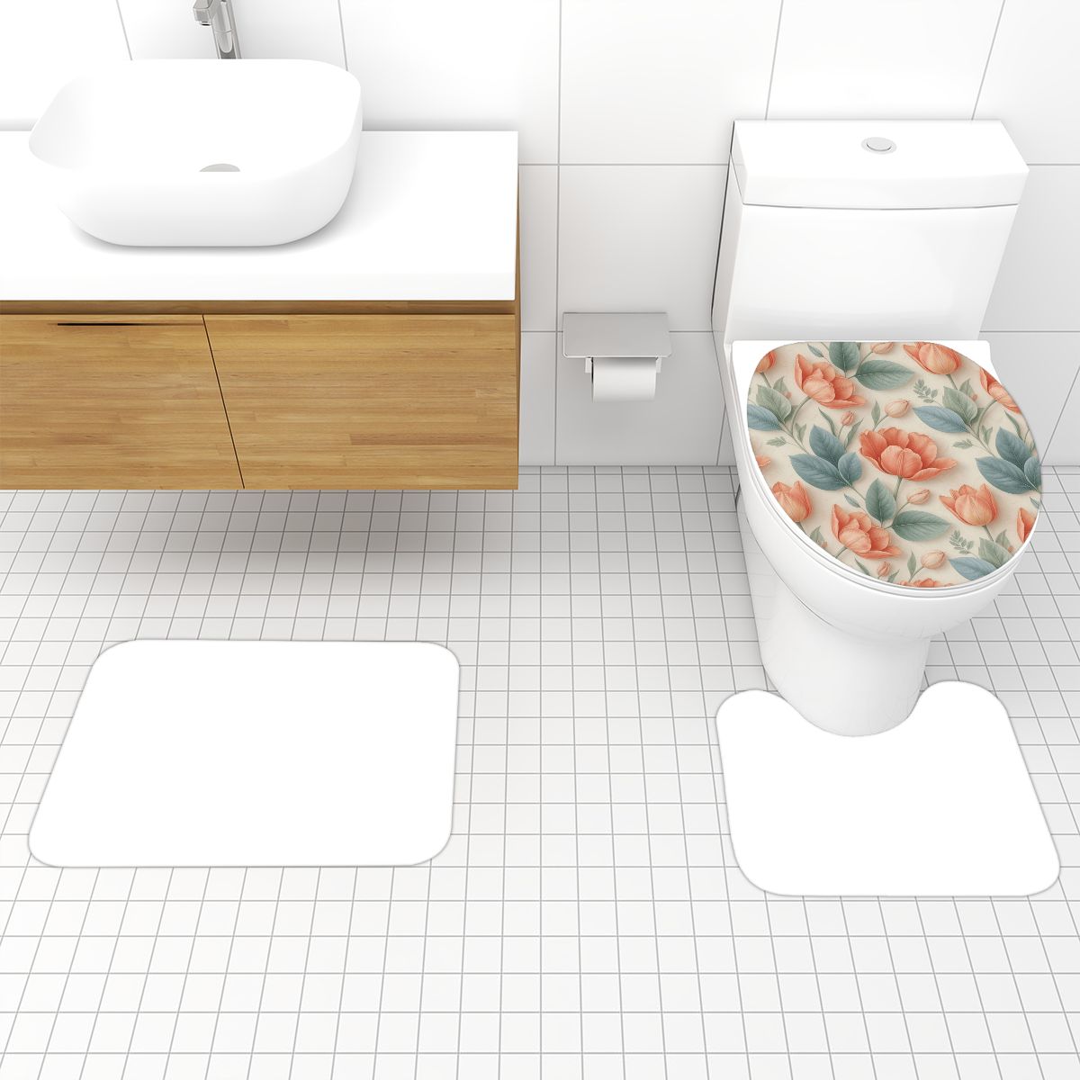 Bathroom Rugs Set 3 pcs 39tulipanyv2aop