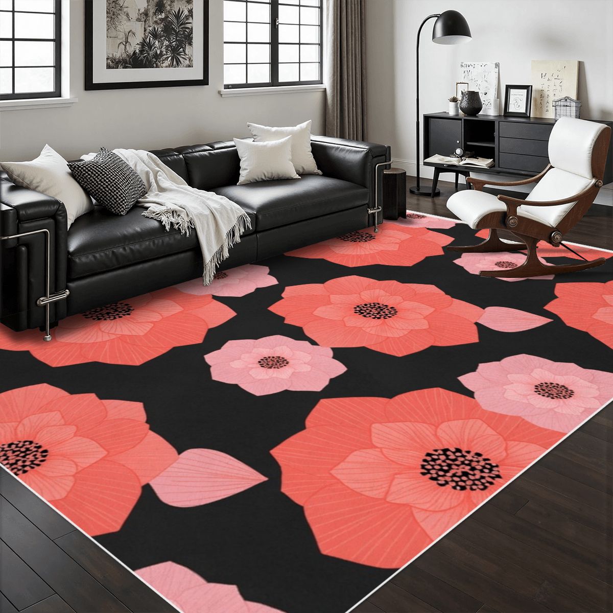 Area Rug with White Border 16cameliakoralaop