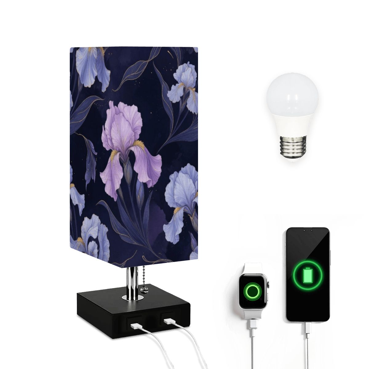 Irysy Indigo — Lampa stołowa kwadratowa