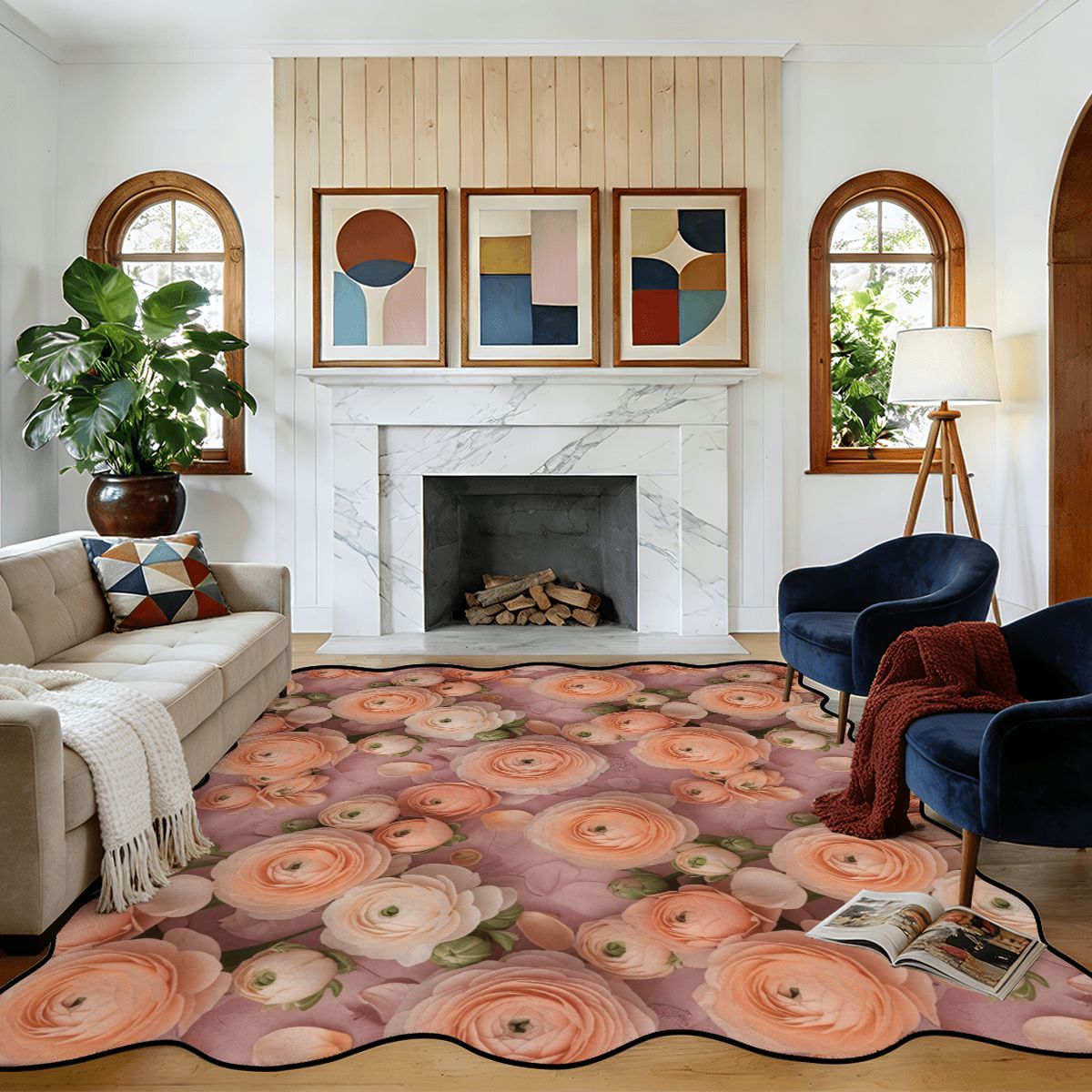 Scalloped Area Rug 120"x96" 44jaskryv2aop