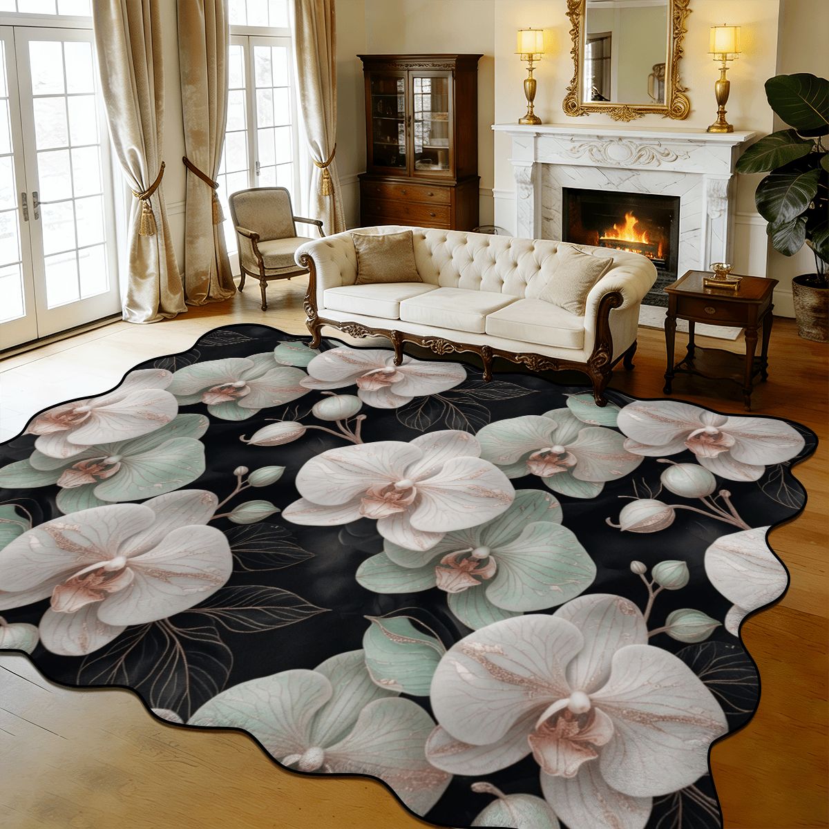 Scalloped Area Rug 168"x118" 28orchideegesteaop