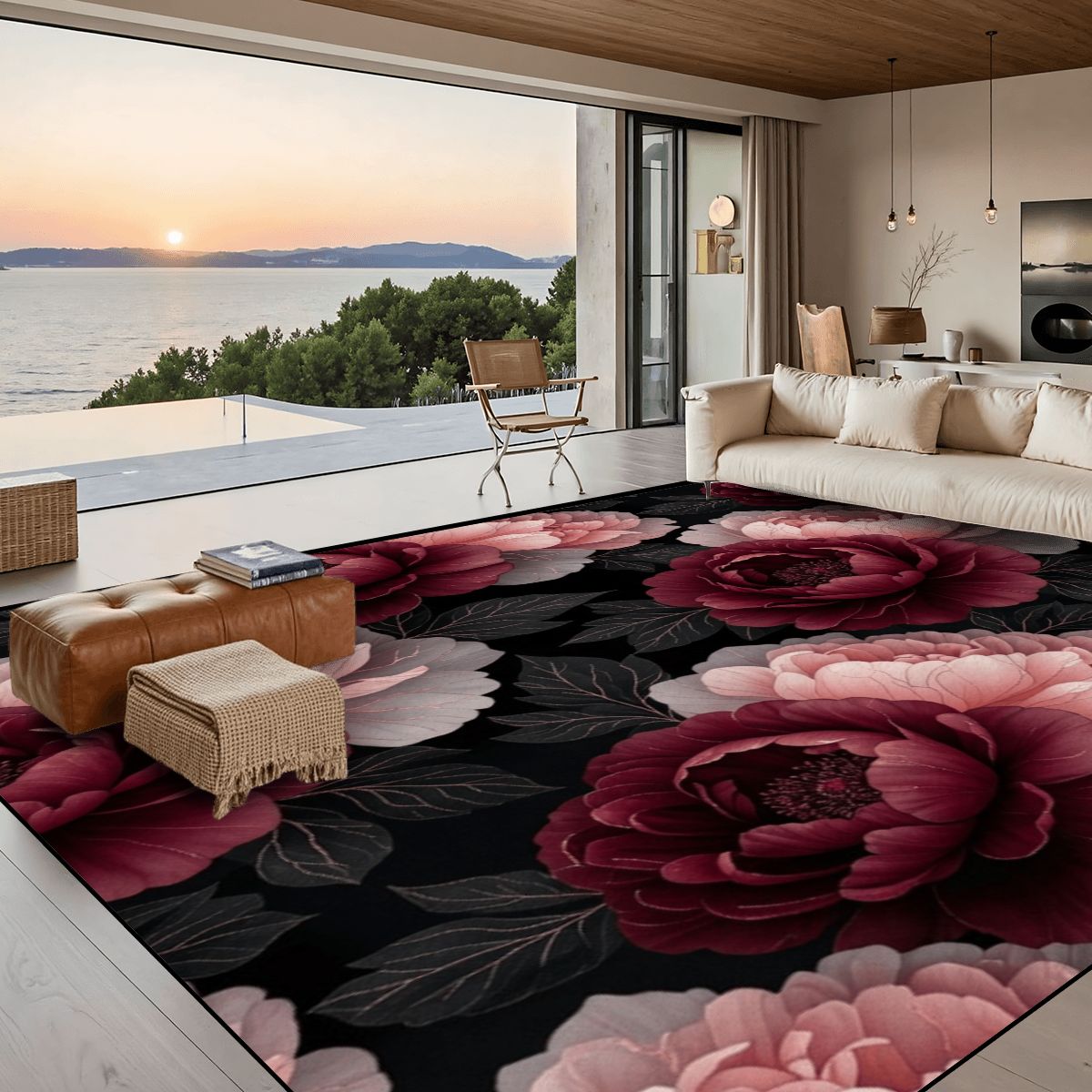 Large Area Rug Floor Carpet (5:4) 26peoniegardenv2aop