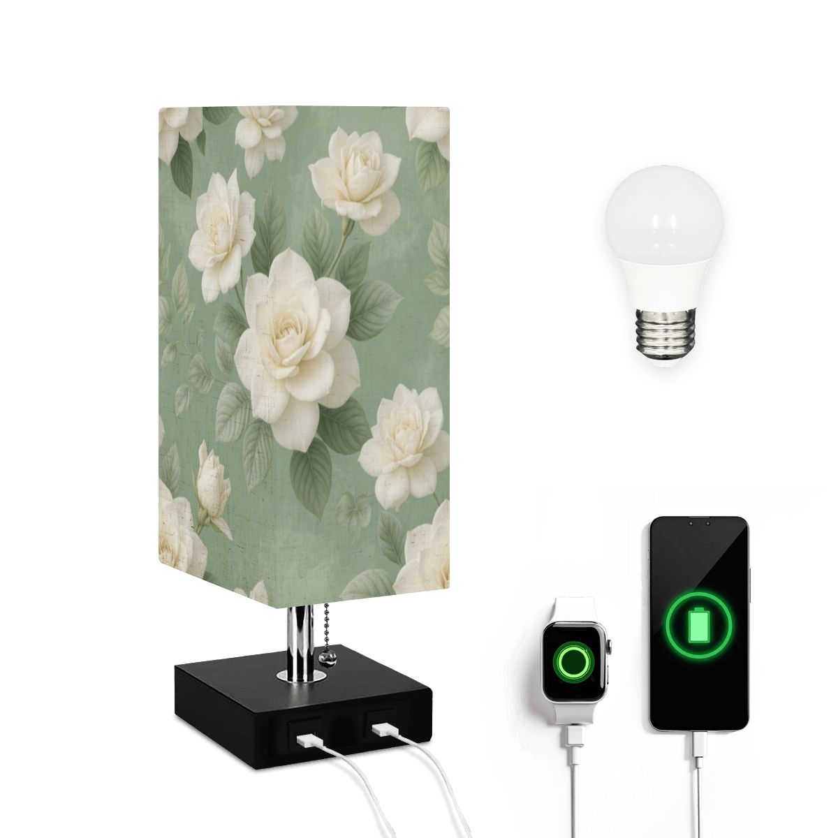 Gardenie Sage — Lampa stołowa kwadratowa