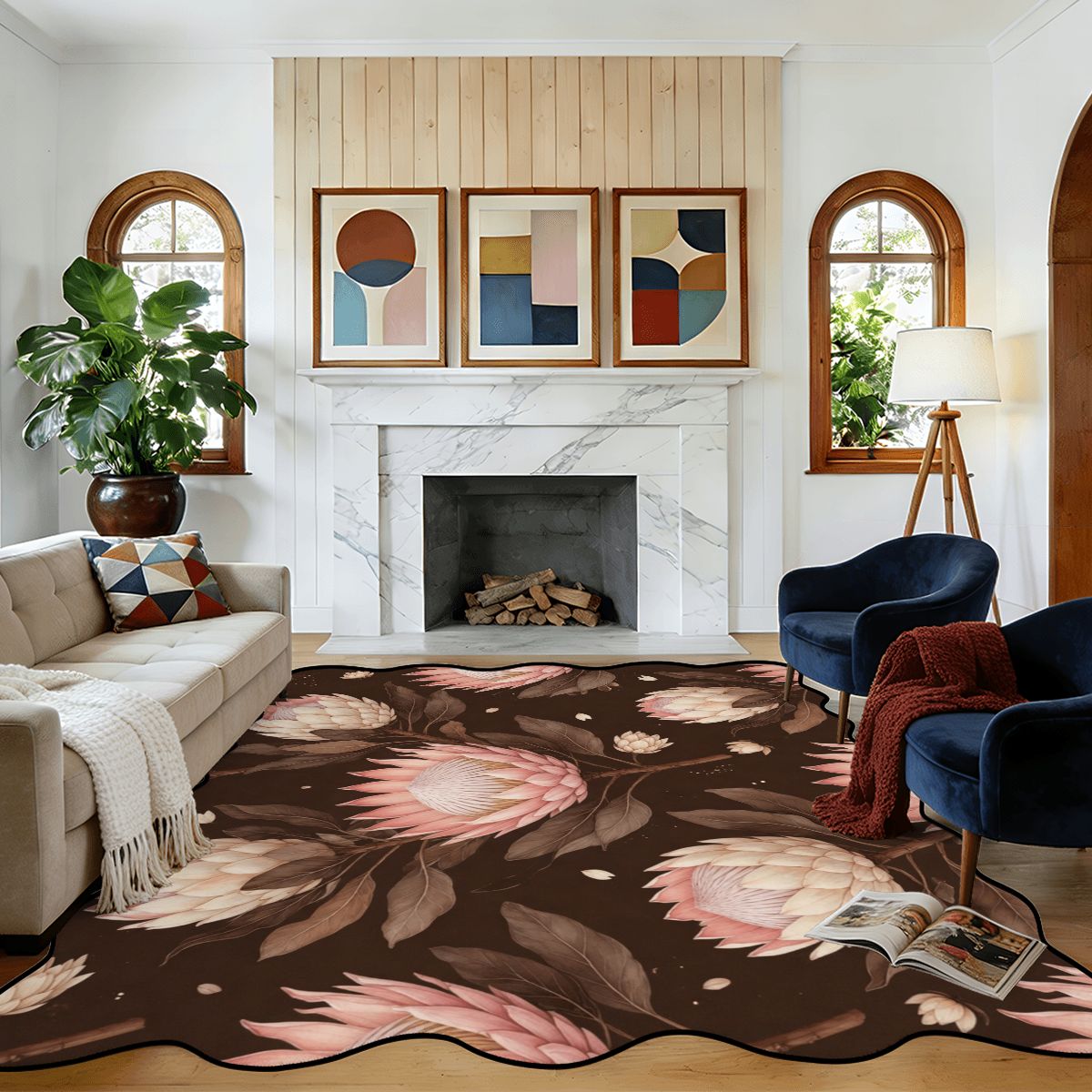Protea Espresso — Scalloped rug