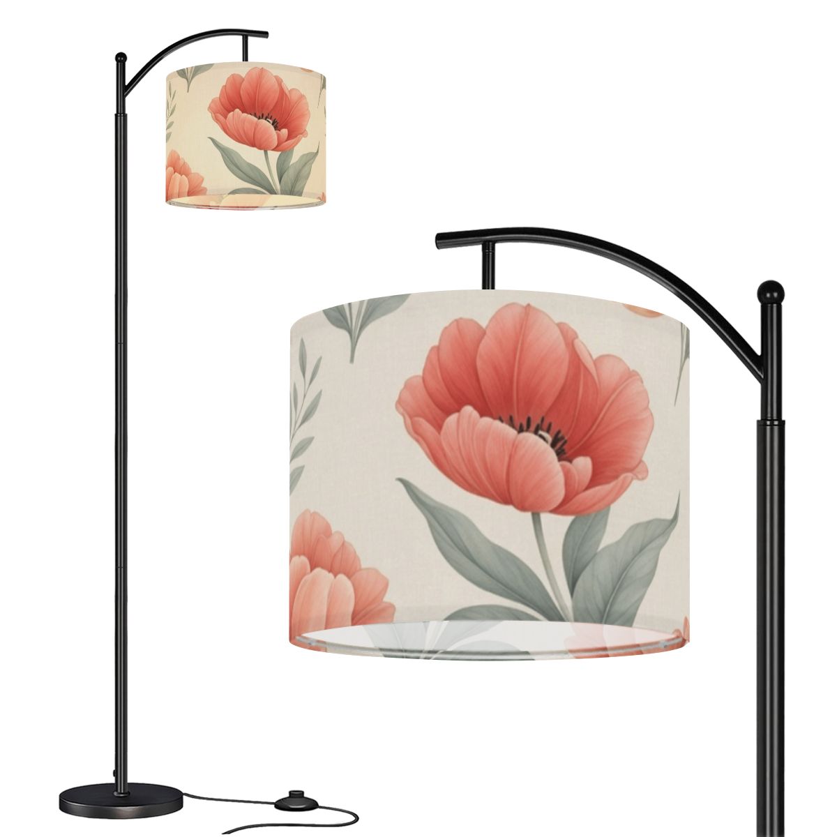 Tulipany Peach — Lampa podłogowa łukowa