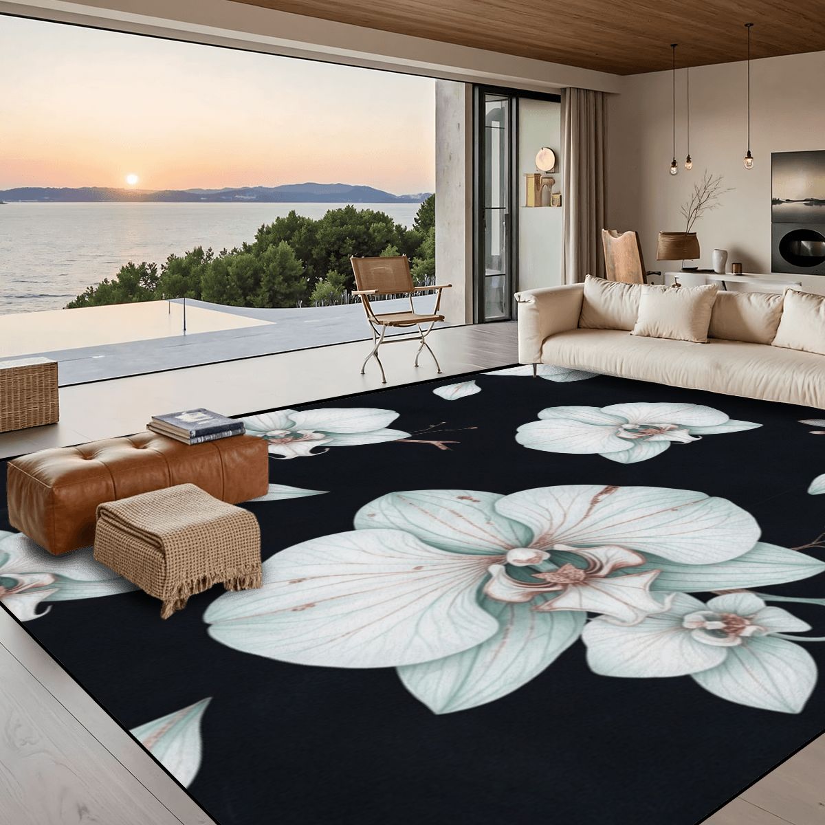 Large Area Rug Floor Carpet (5:4) 03orchideenocaop