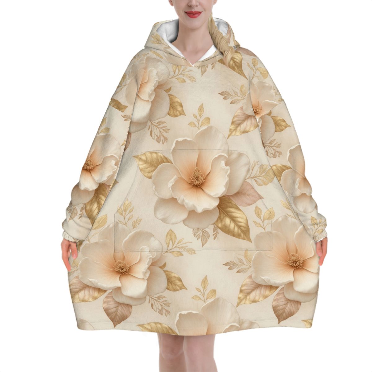 Adult Blanket Hoodie 04magnoliechampagneaop